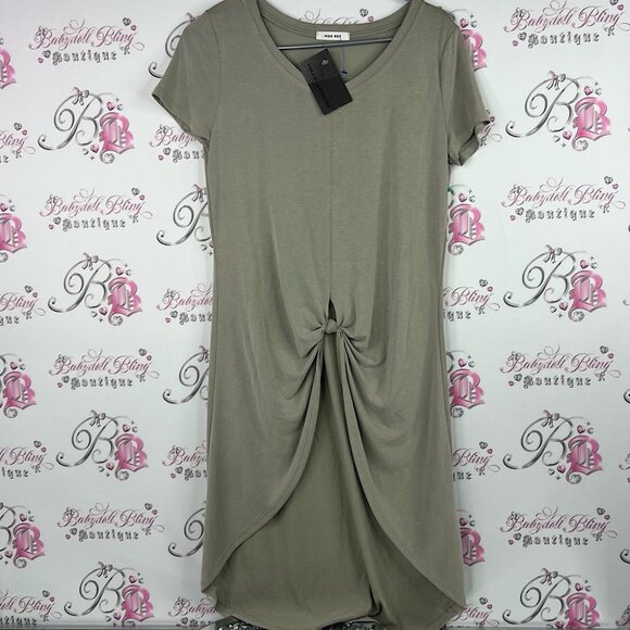 Mod Ref dress long twist front stretchy new tags Sage Green Women's Tunic Top - Picture 1 of 9